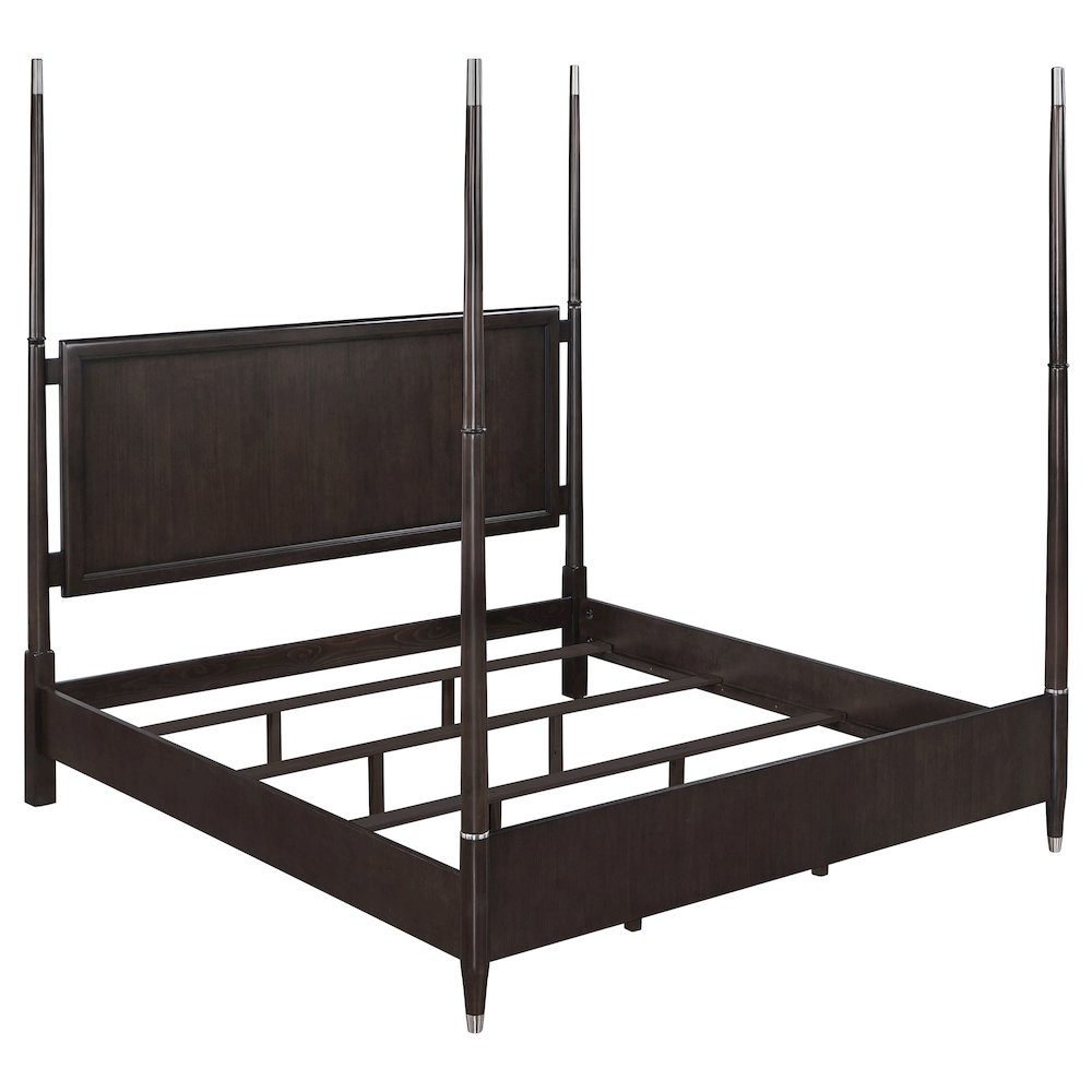 Boult Emberlyn Wood Queen Poster Bed Brown – Four-Poster Panel Bed with Floating Headboard