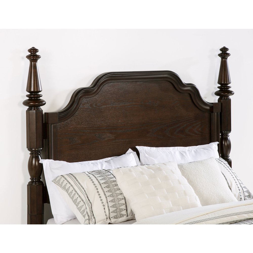 Brette Andover Queen Dark Oak Wood Four Poster Bed – Traditional Elegance with Tall Posts