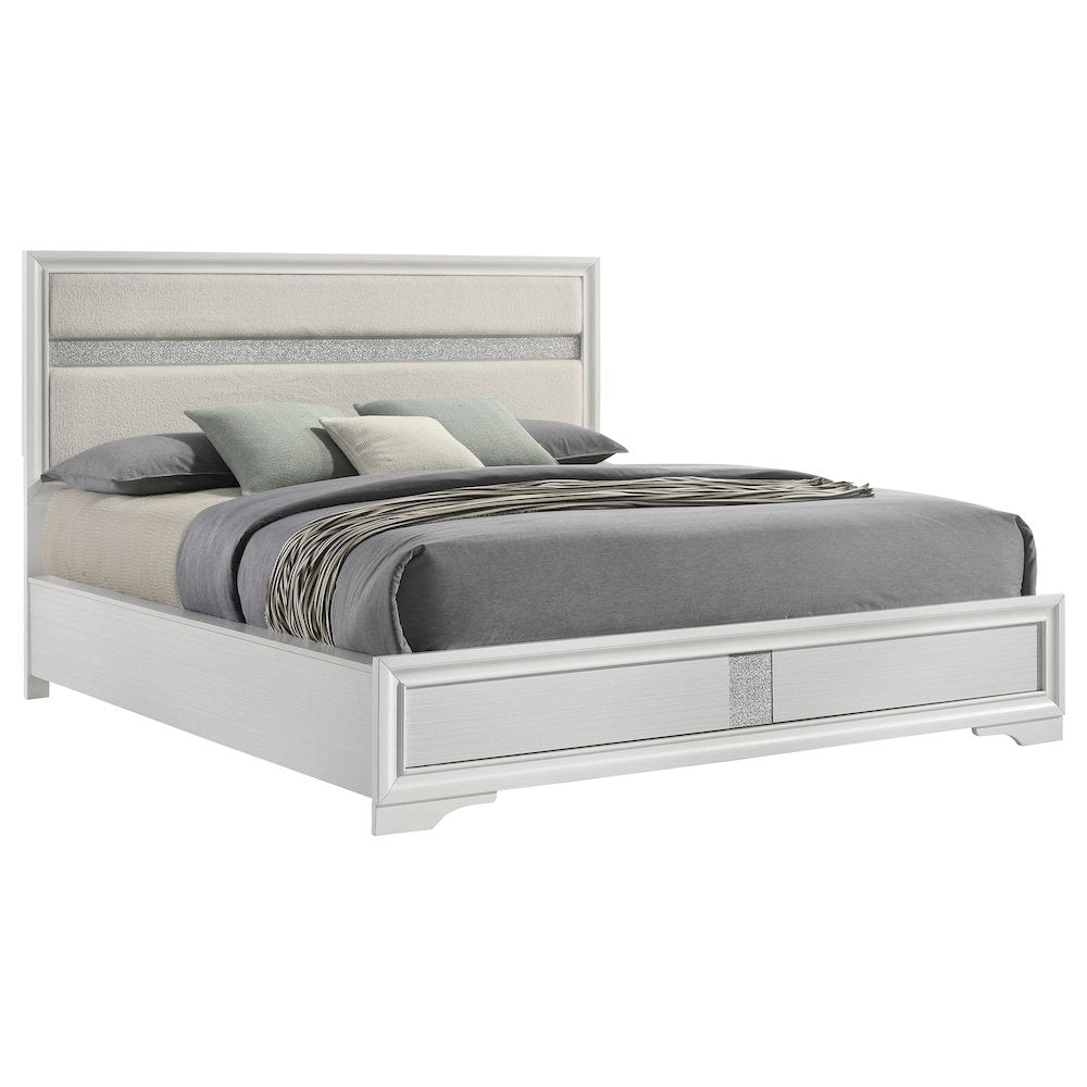 Miranda 54-inch Upholstered California King Panel Bed White