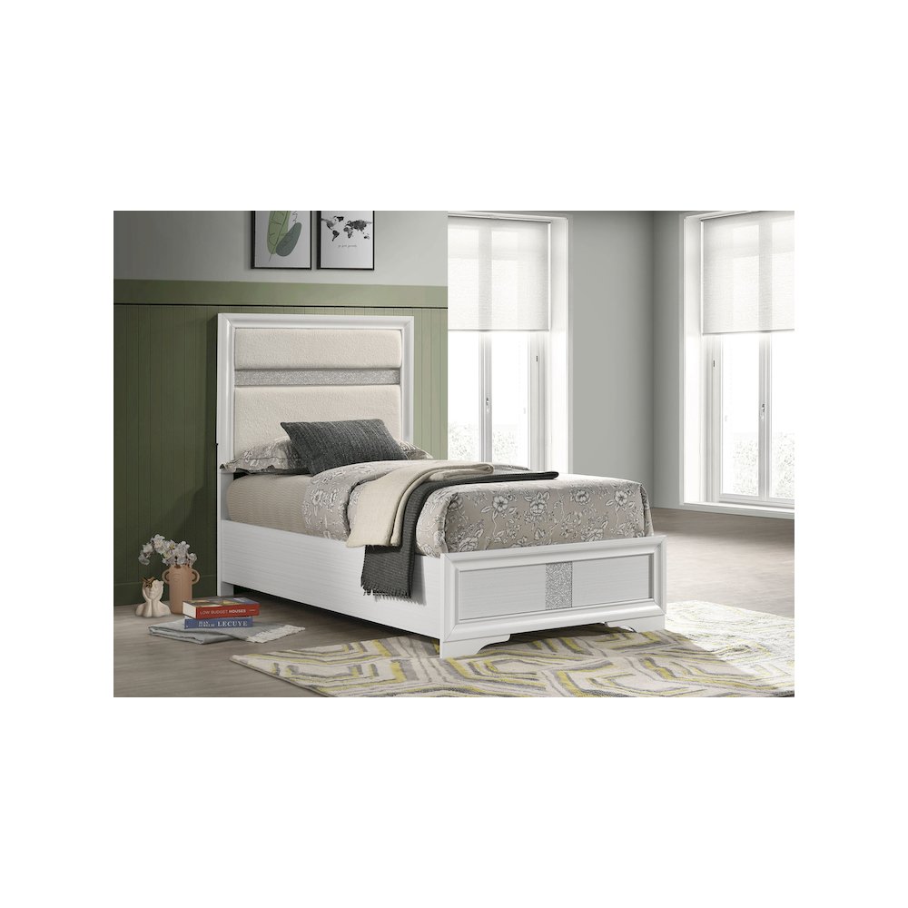 Miranda 54-inch Upholstered Twin Panel Bed White