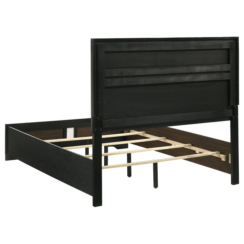 Hero Miranda 54-Inch Full Black Fabric Panel Bed – Contemporary Upholstered with Sparkling Trim