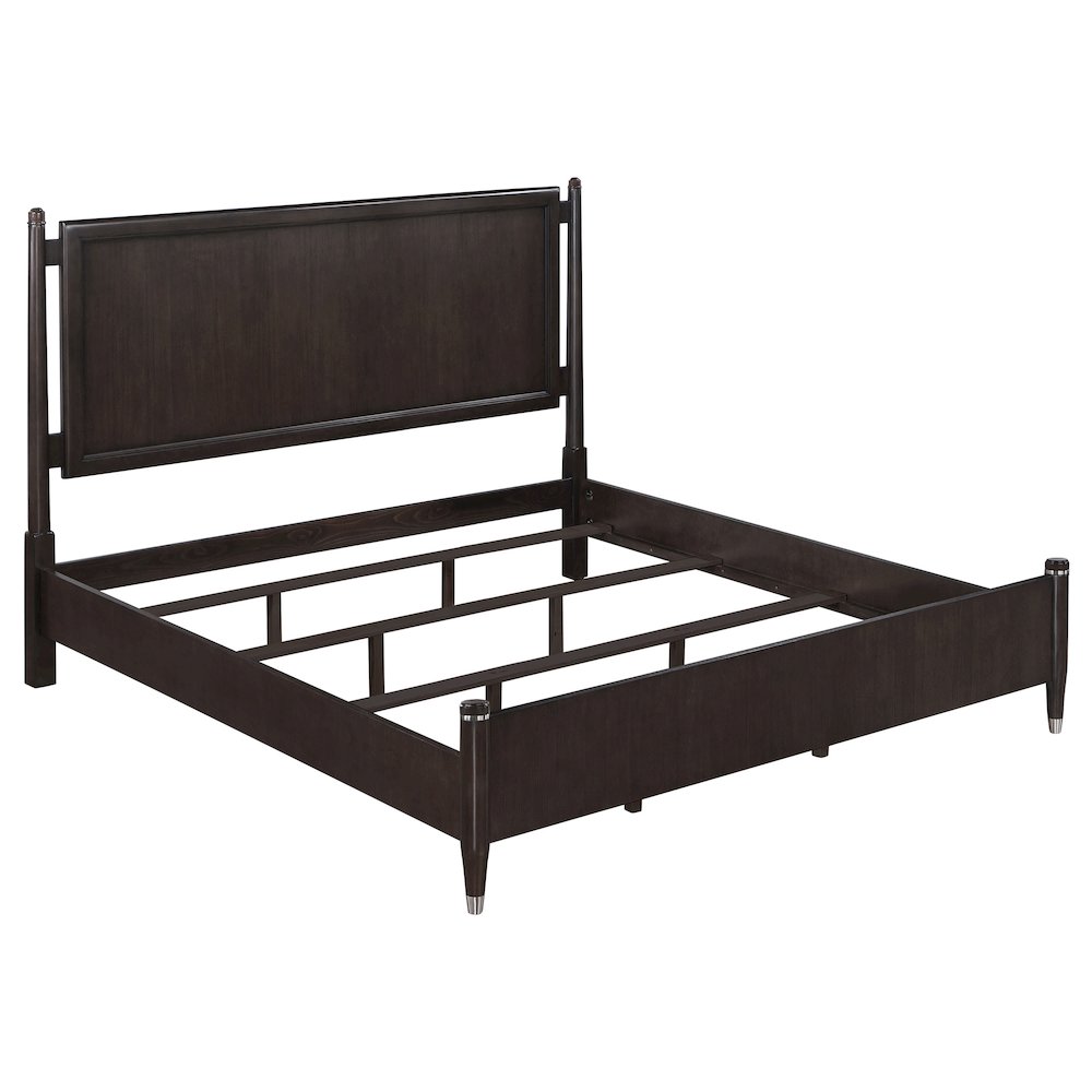 Boult Emberlyn Wood Queen Poster Bed Brown – Four-Poster Panel Bed with Floating Headboard