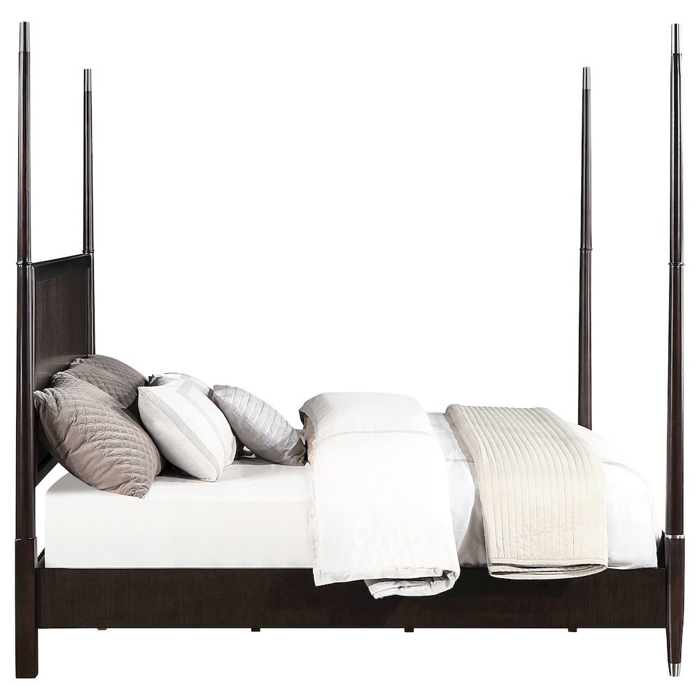 Boult Emberlyn Wood Queen Poster Bed Brown – Four-Poster Panel Bed with Floating Headboard