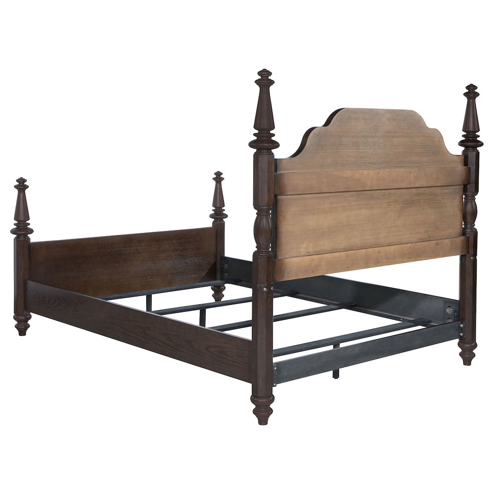 Fera Andover California King Dark Oak Wood Bed – Four Poster Frame with Tall Posts