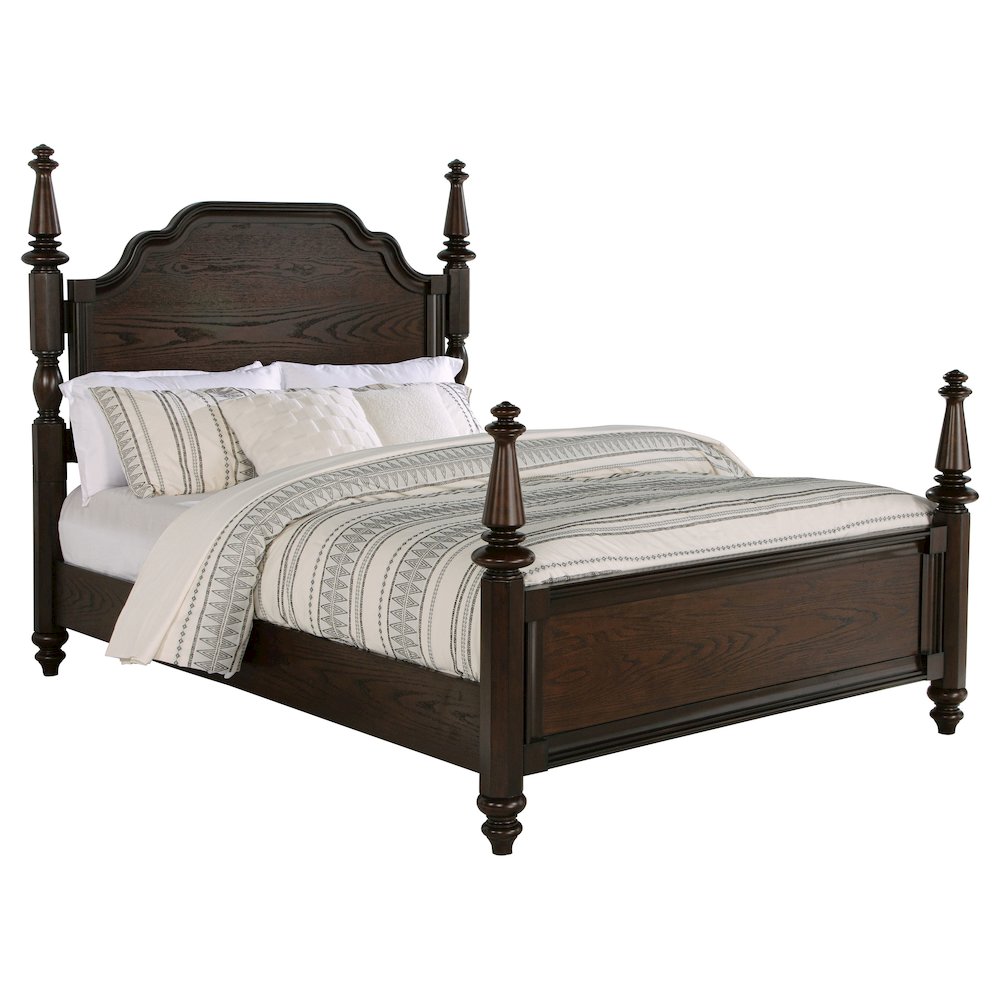 Brette Andover Queen Dark Oak Wood Four Poster Bed – Traditional Elegance with Tall Posts