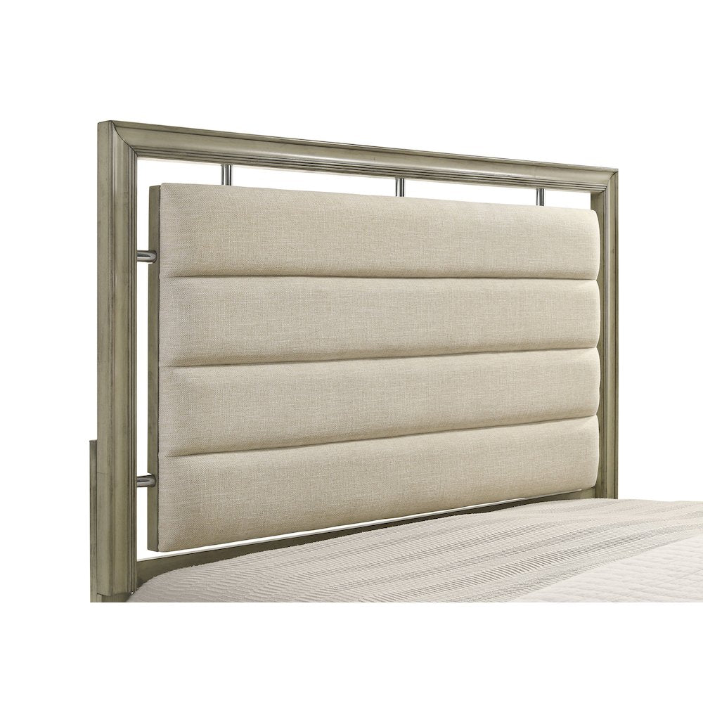 Kalliope Giselle Queen Rustic Beige Wood Panel Bed – Farmhouse Charm