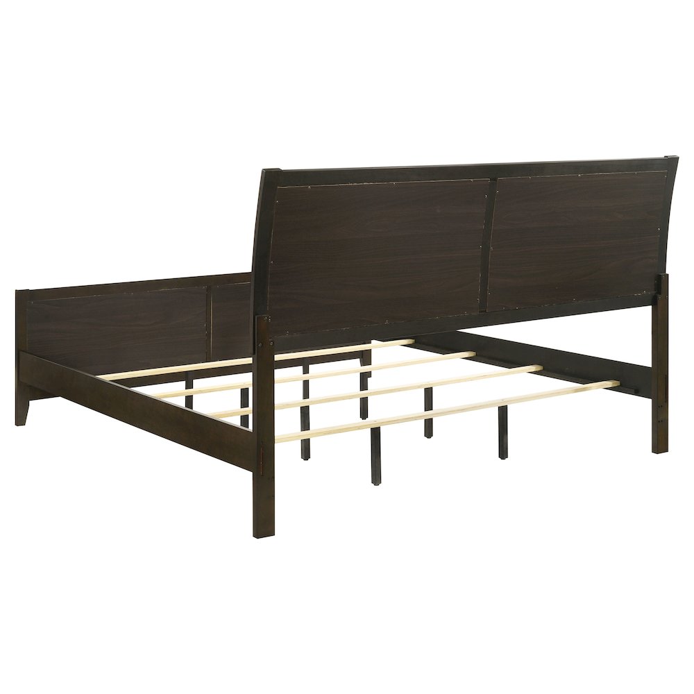 John Wilkes King Dark Cocoa Upholstered Bed – Modern Wide Headboard