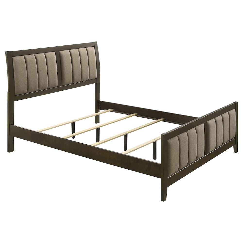Aras Wilkes Queen Dark Cocoa Upholstered Bed – Tufted Modern Design
