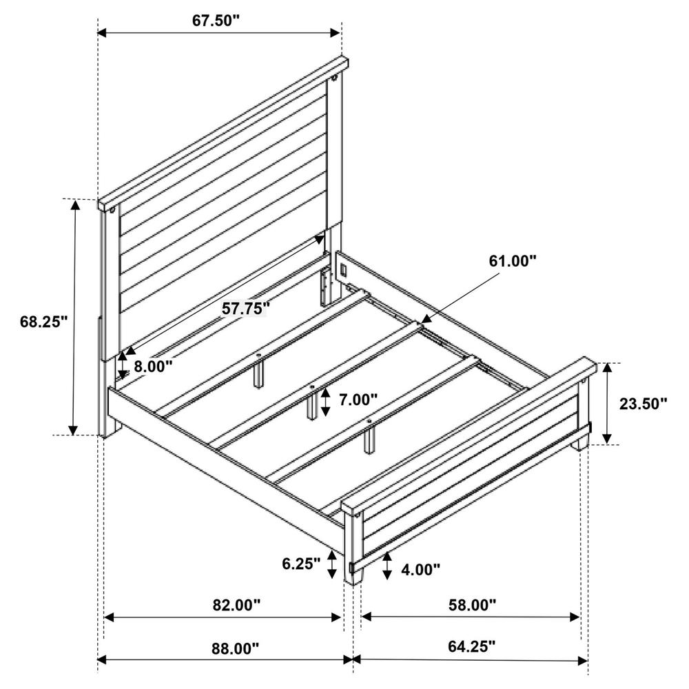 Luciana Lilith Queen Grey White Pine Panel Bed – Contemporary Squared Headboard Design