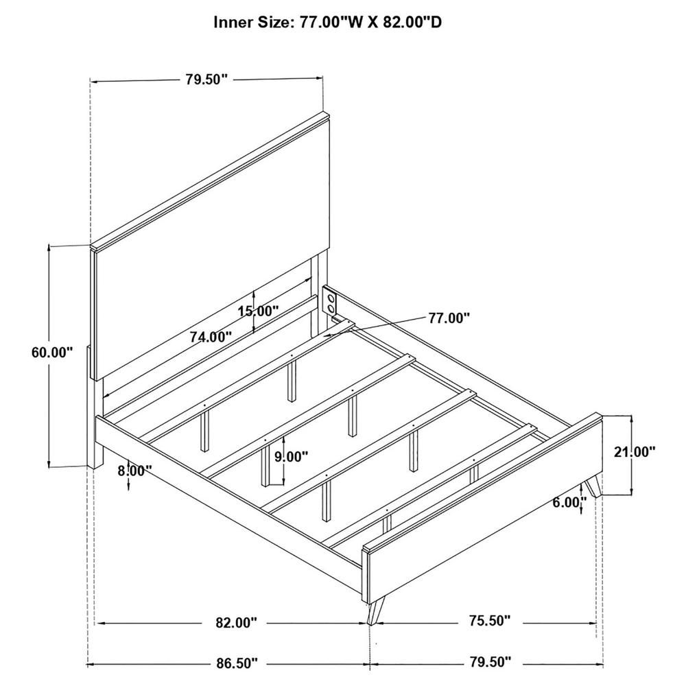 Gustavo Nathan Eastern King Grey Oak Hardwood Panel Bed – Modern High Headboard Design