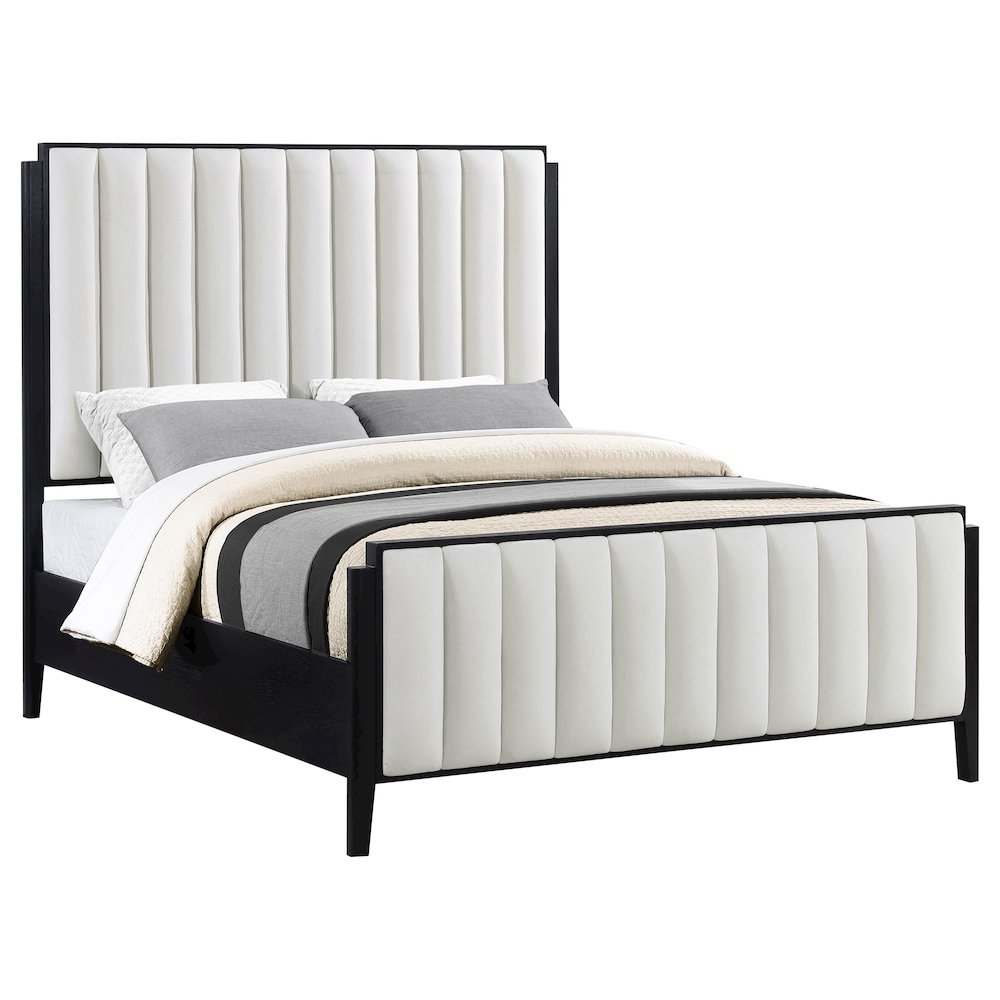 Seren Brookmead Eastern King Black Upholstered Bed – Modern Tufted Headboard Design