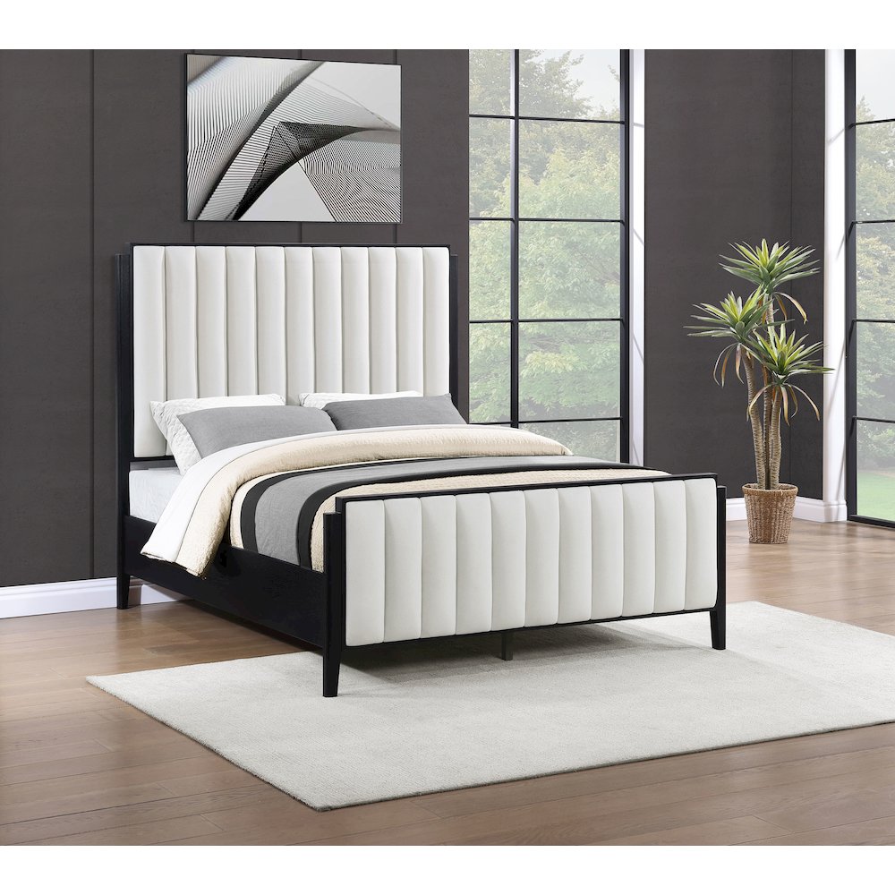Salome Brookmead Queen Black Upholstered Bed – Modern Low Profile Design