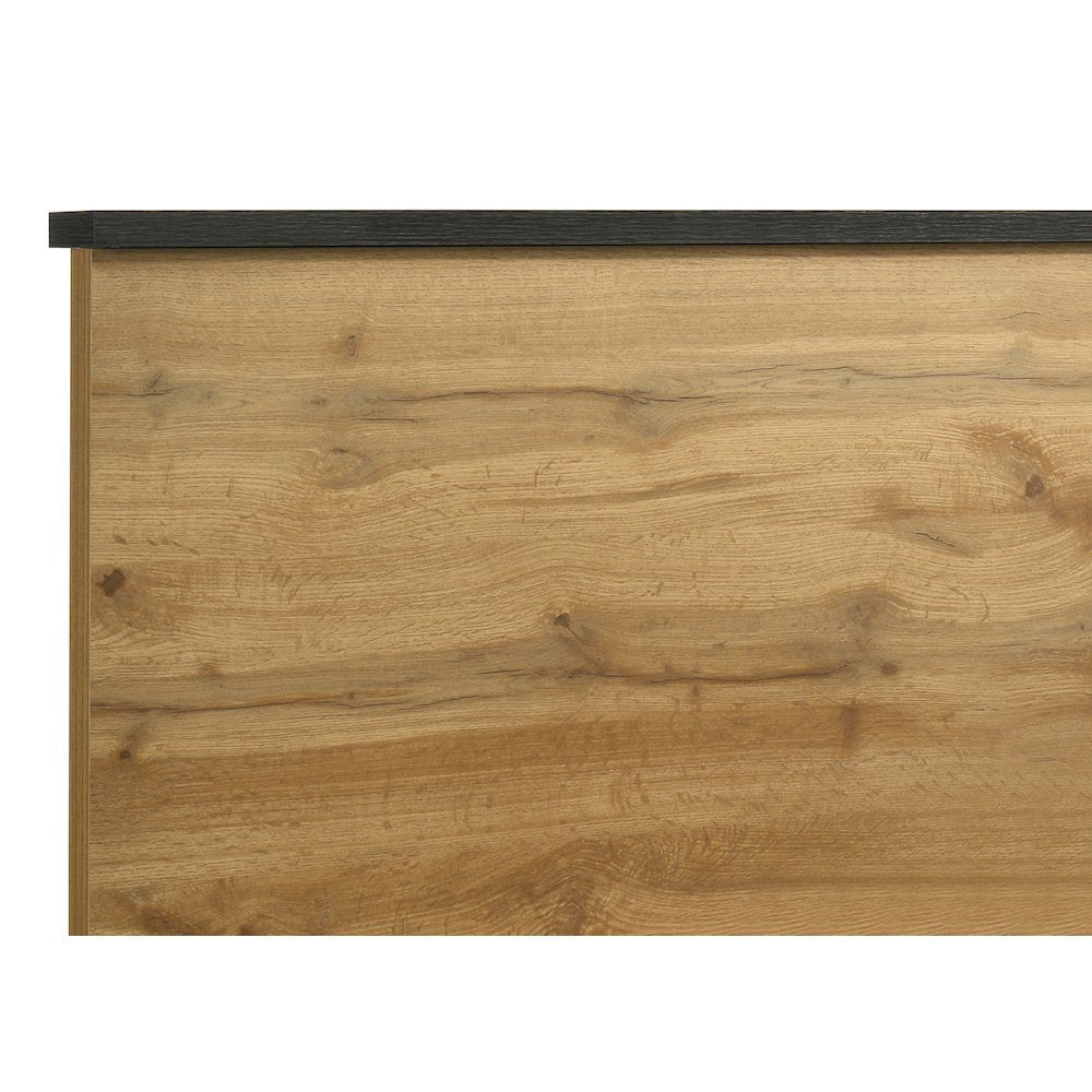 Emboss Kaywood Queen Natural Pine Panel Bed – Mid-Century Modern Rustic Wood Grain Design