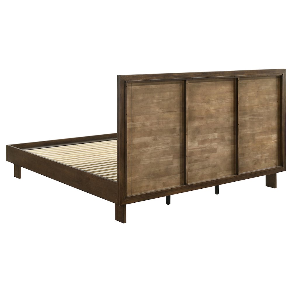 Rubbel Glenwood Eastern King Platform Panel Bed Warm Brown Wood – Contemporary 48-inch Headboard with Center Rail Support