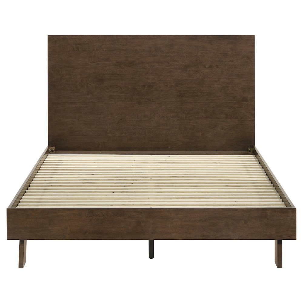 Wilson Glenwood Queen Warm Brown Solid Wood Platform Panel Bed Modern 48-Inch Headboard