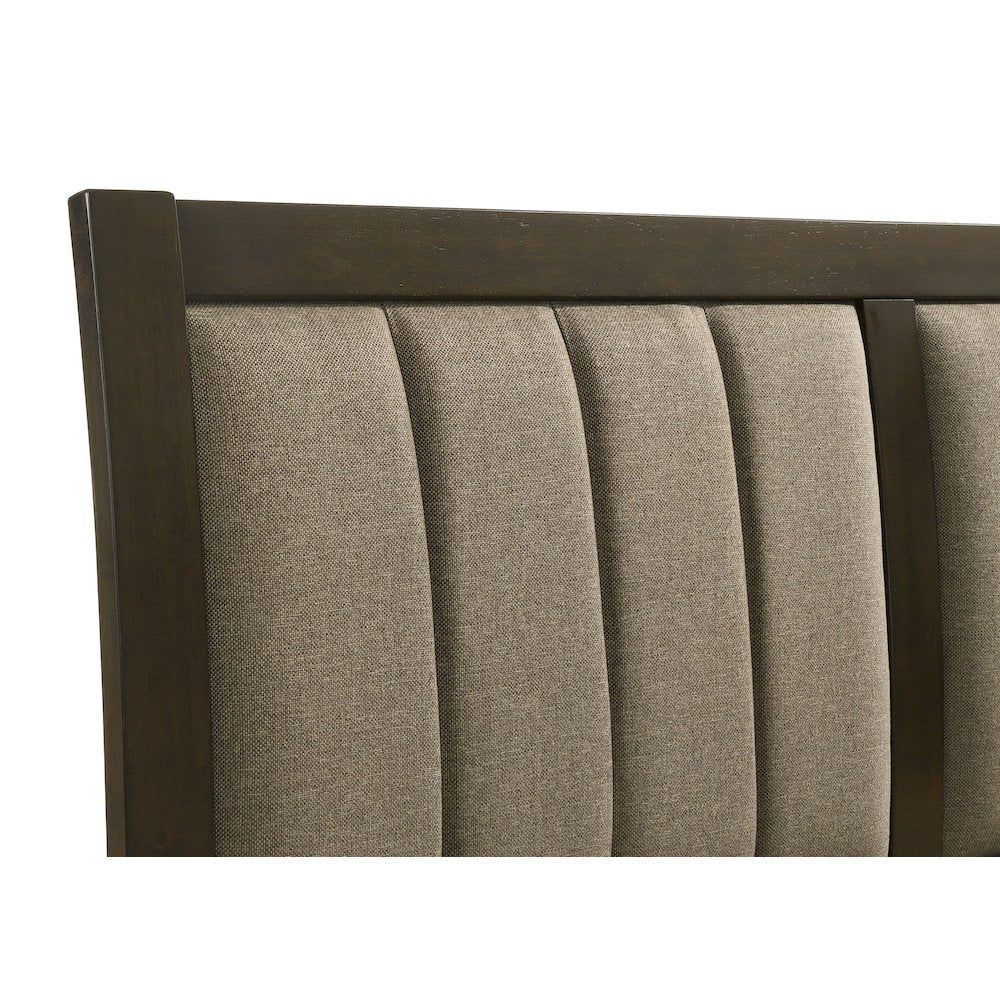 John Wilkes King Dark Cocoa Upholstered Bed – Modern Wide Headboard