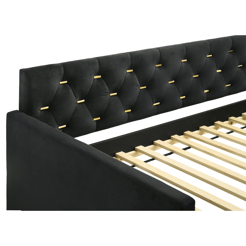 Damazy Monroe Eastern King Vanilla Upholstered Canopy Bed – 4-Poster Bronze Frame No Box Spring Needed