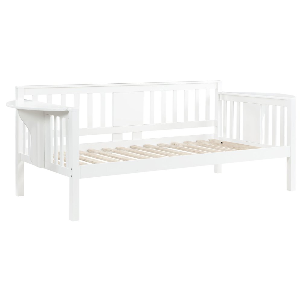 Lissette Bethany Collection Twin Daybed in Grey Wood – Drop-Down Tables, Compact Design