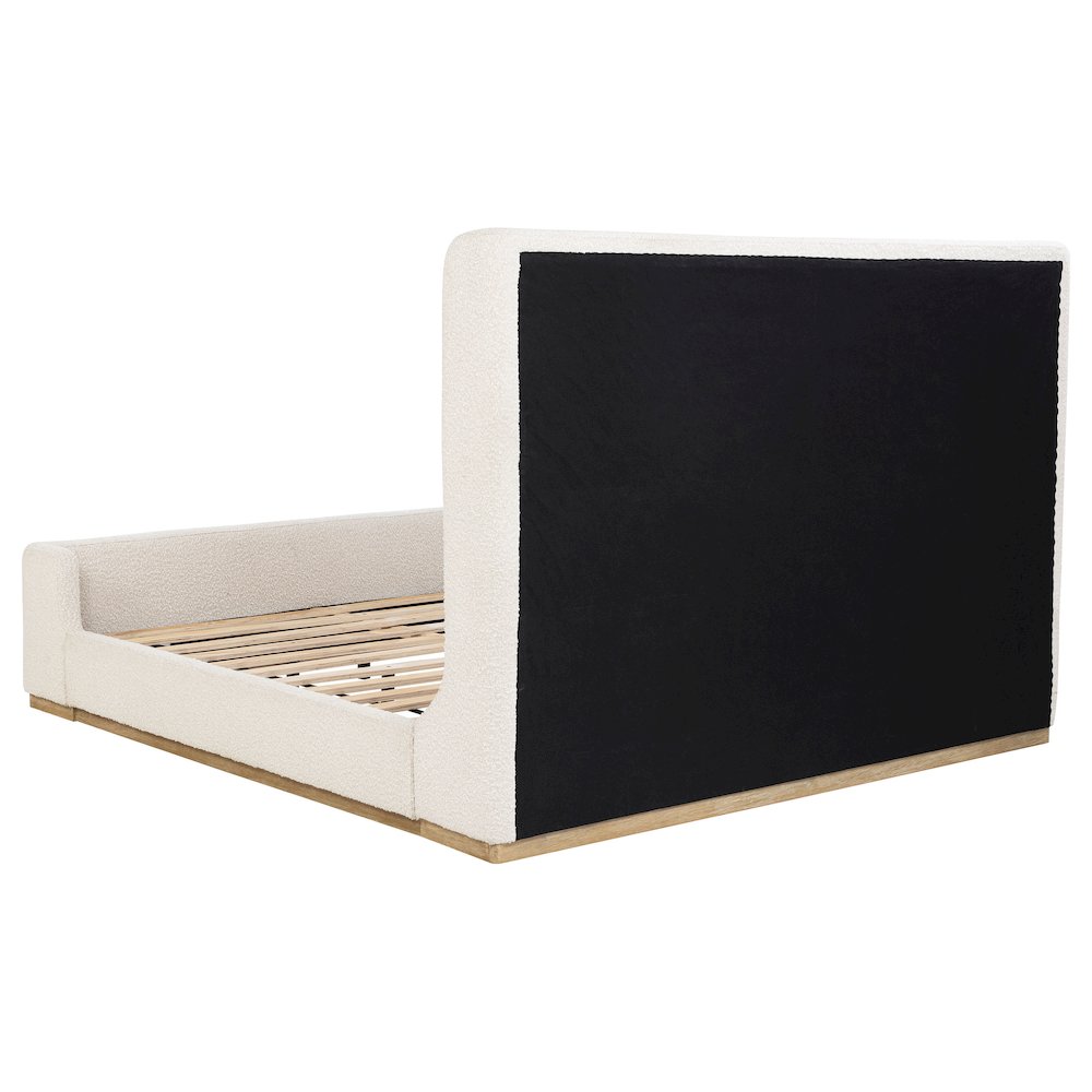 Jofer Nala Eastern King Cream Upholstered Platform Bed – Sleigh Style Modern Farmhouse