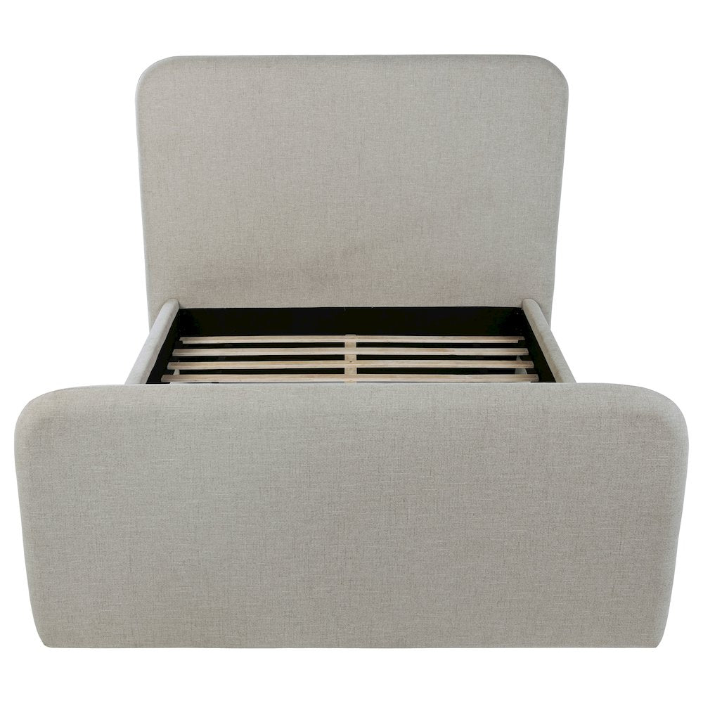 Luice Coaster Wren Queen Grey Fabric Platform Panel Bed – Modern Farmhouse Upholstered Bed Frame