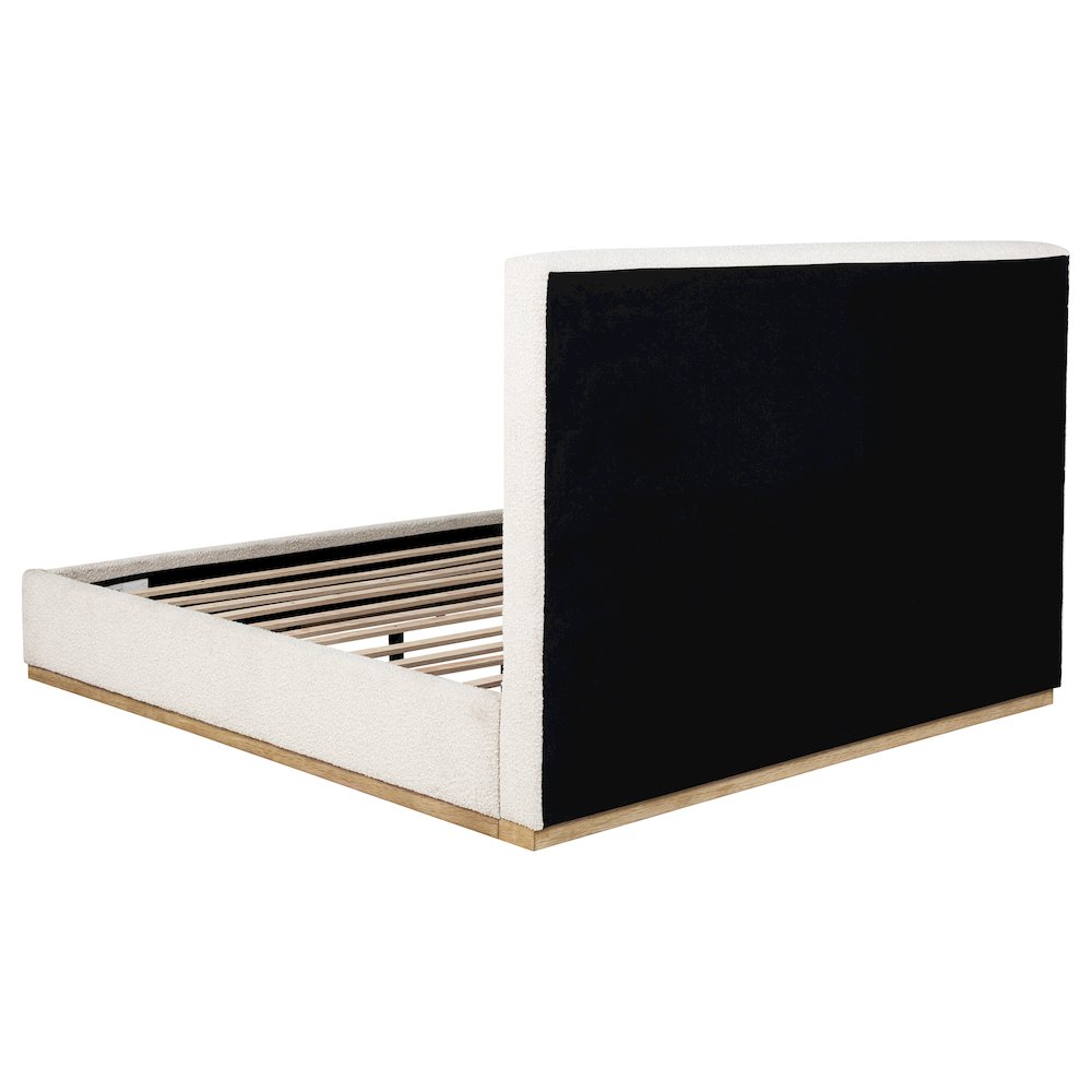 Rock Knox Eastern King Cream Fabric Platform Bed Modern Upholstered Padded Headboard Design