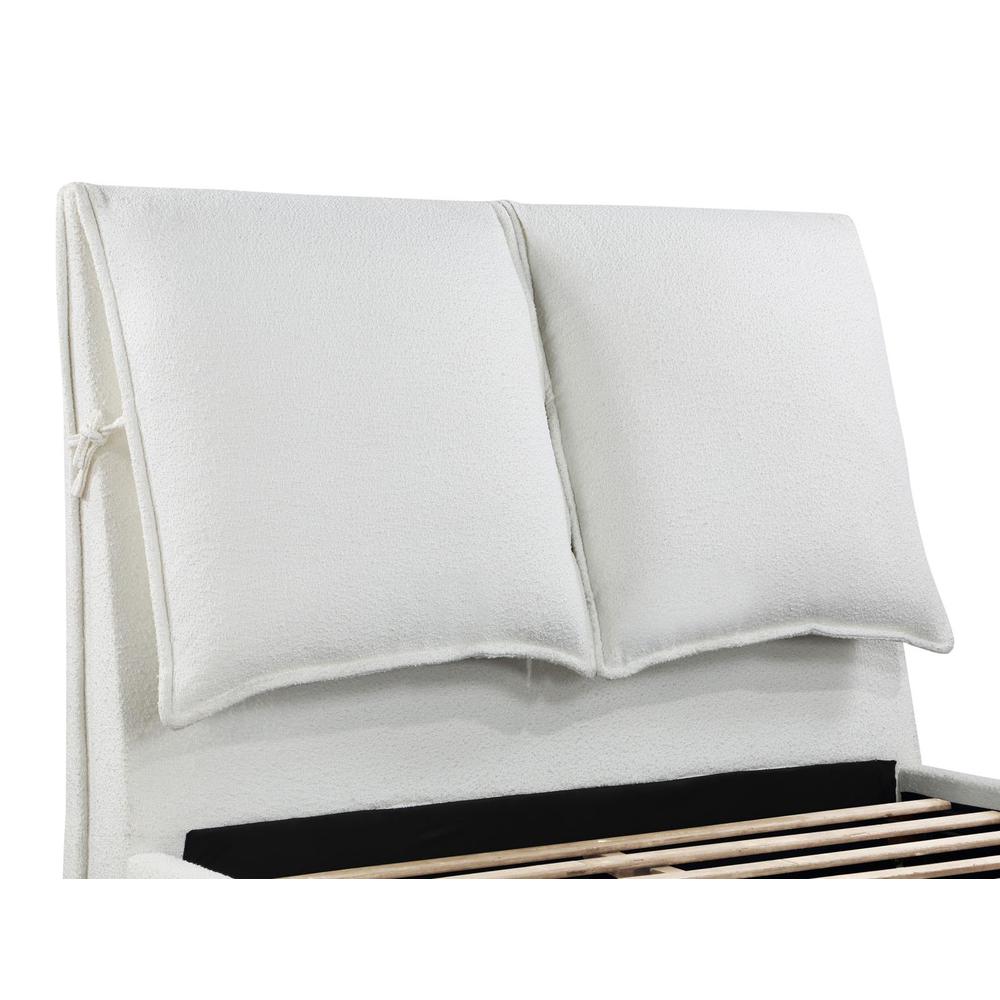 Nexo Gwendoline Upholstered Eastern King Platform Bed with Pillow Headboard White