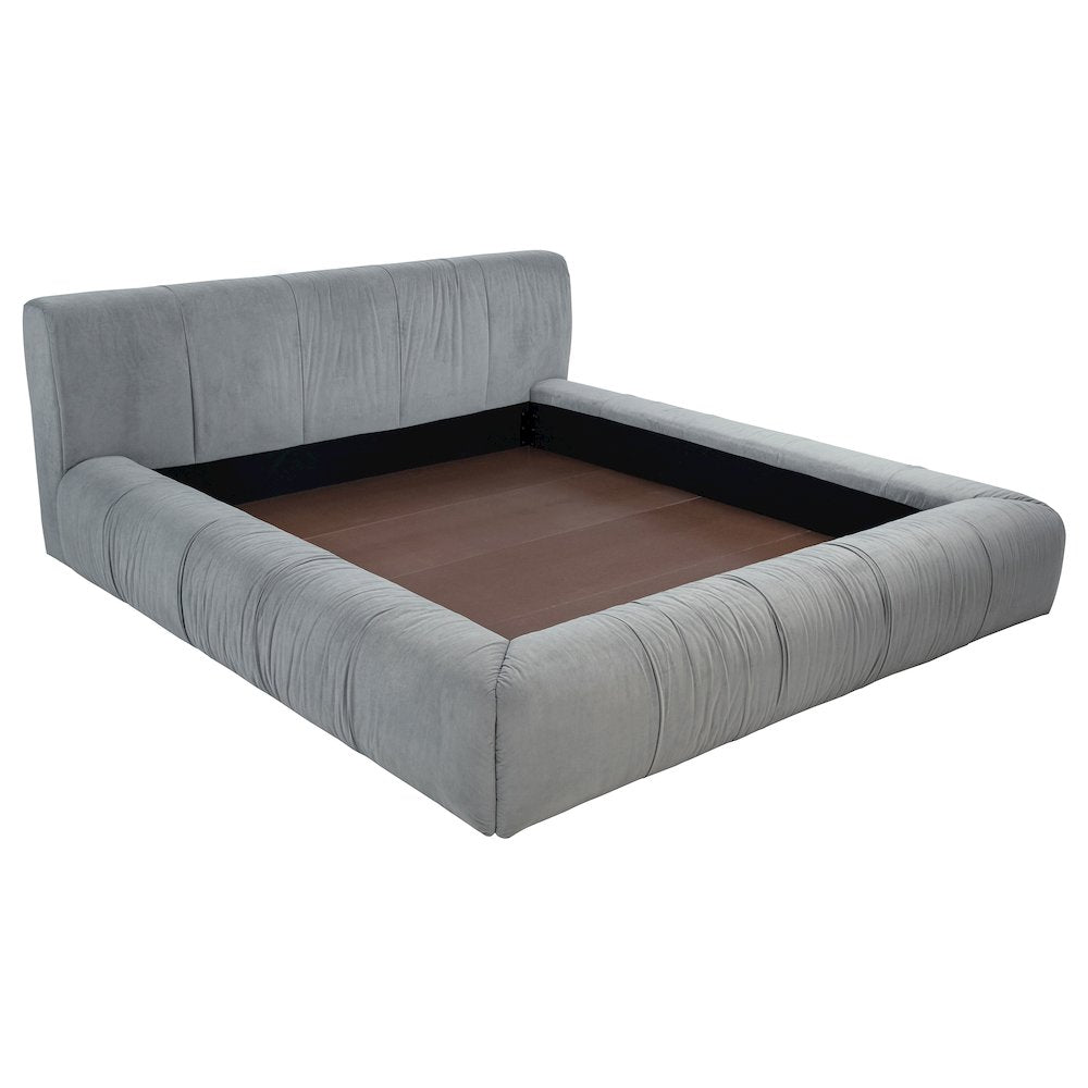Darrin Wilshire Eastern King Grey Fabric Platform Bed Contemporary Upholstered Bedroom Furniture