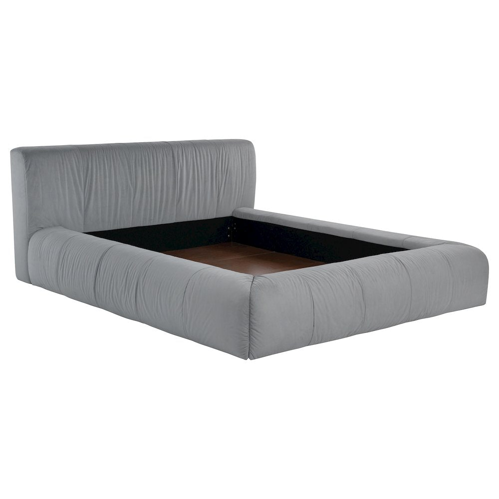 Paul Wilshire Queen Grey Upholstered Platform Bed Modern Style with Sturdy Construction