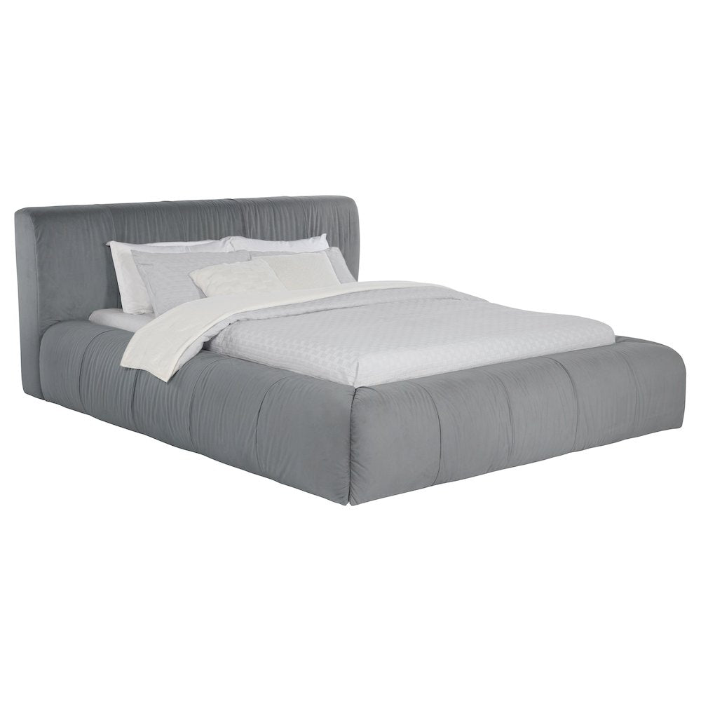 Darrin Wilshire Eastern King Grey Fabric Platform Bed – Contemporary Upholstered Bedroom Furniture
