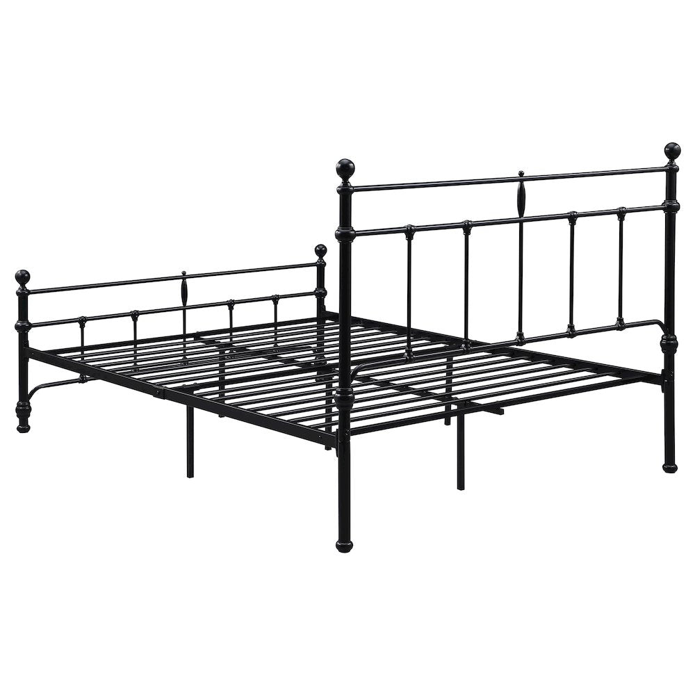 Samwell Novak Queen Black Metal Bed Frame – Modern Open Design with Slatted Support
