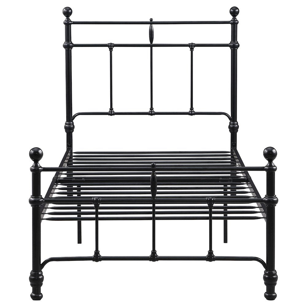 Giovanni Novak Collection Twin Size Metal Bed – Matte Black Frame, Modern Open Design
