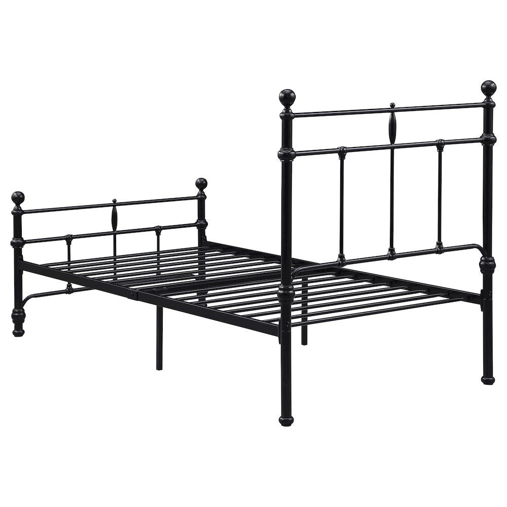 Giovanni Novak Collection Twin Size Metal Bed – Matte Black Frame, Modern Open Design