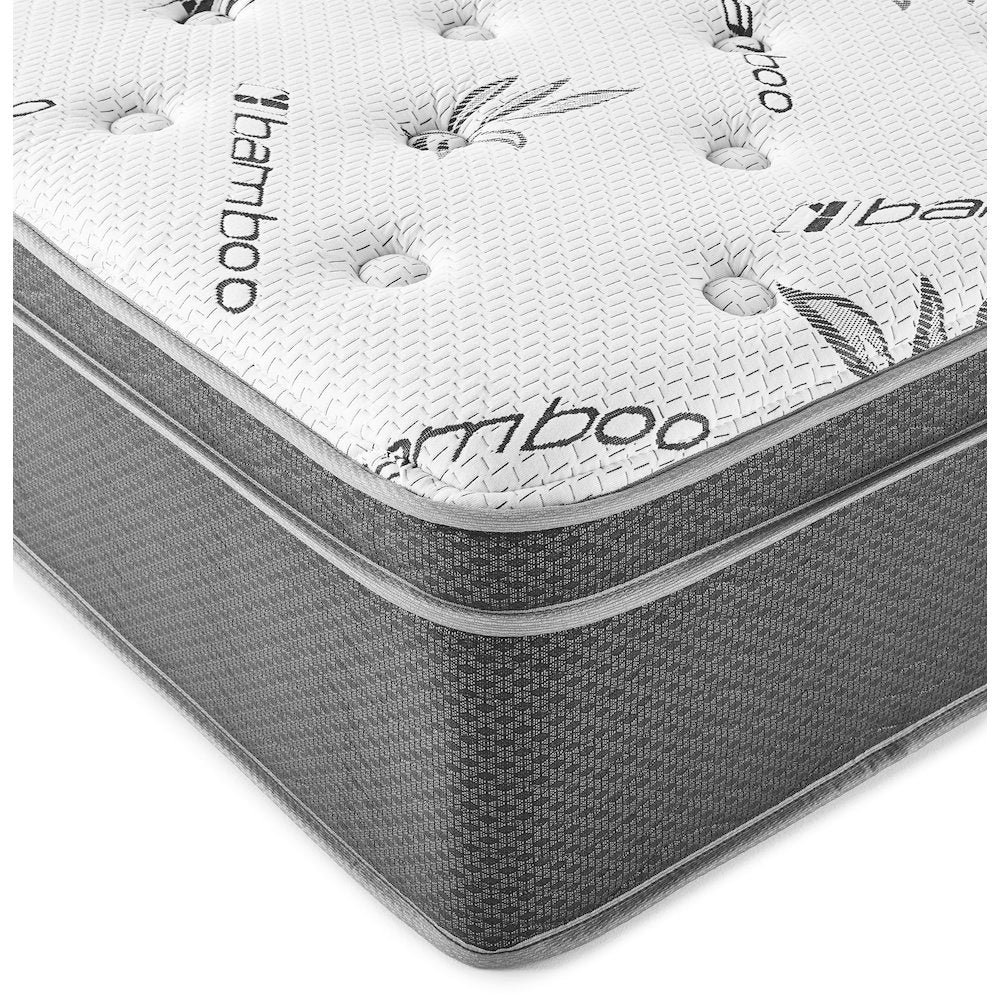 Kulcha Sommet Twin Bamboo 13" Euro Top Memory Foam Hybrid Mattress – Firm Support with Gel Memory Foam