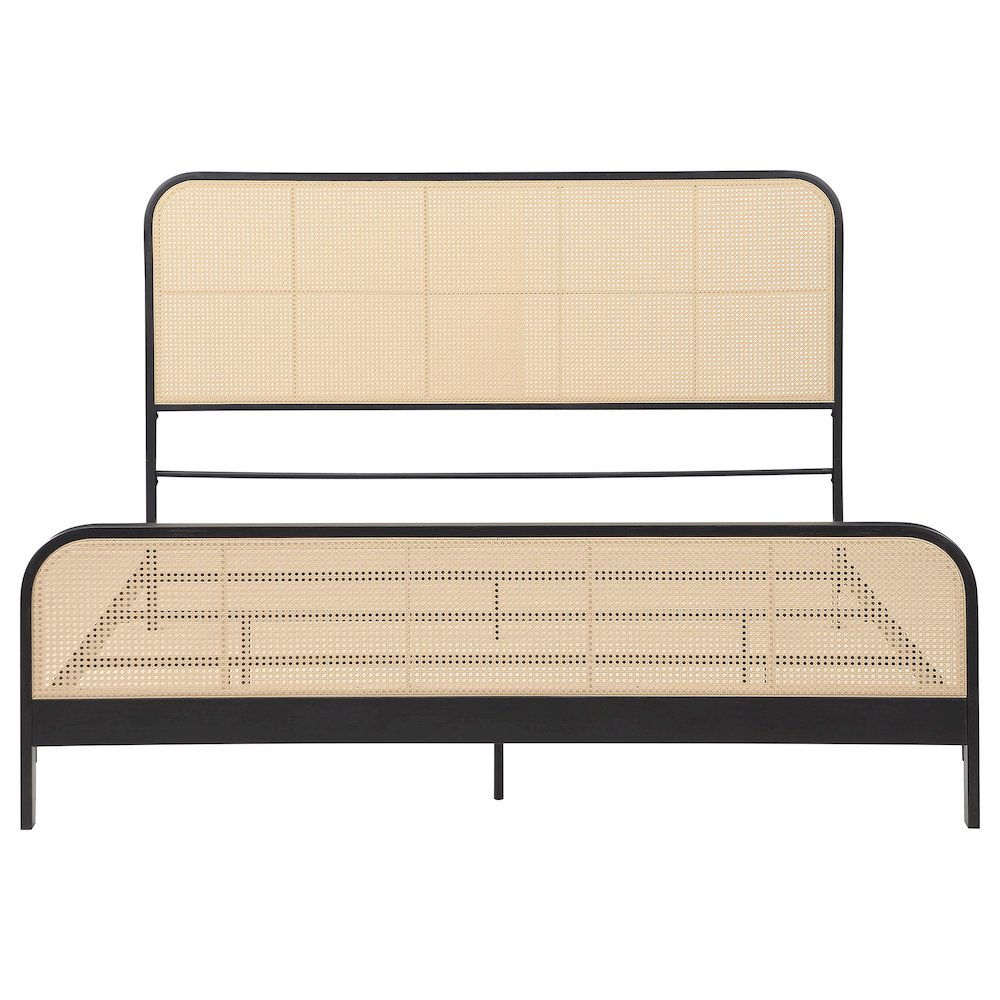 Napa Lanewood Eastern King Black Metal Cane Bed – Boho Modern Style