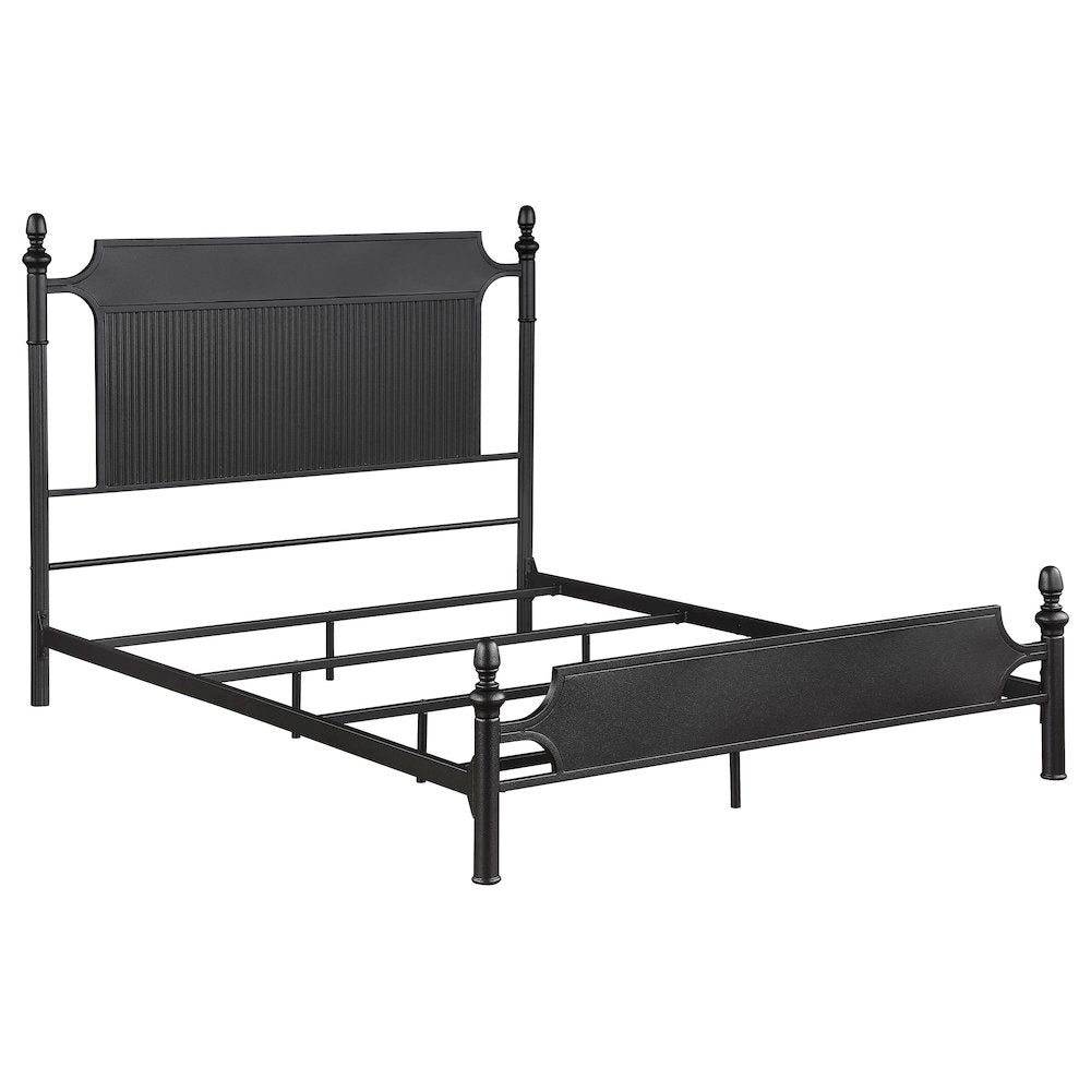 Rebekah Cameron Eastern King Black Metal Panel Bed – Modern Industrial Design