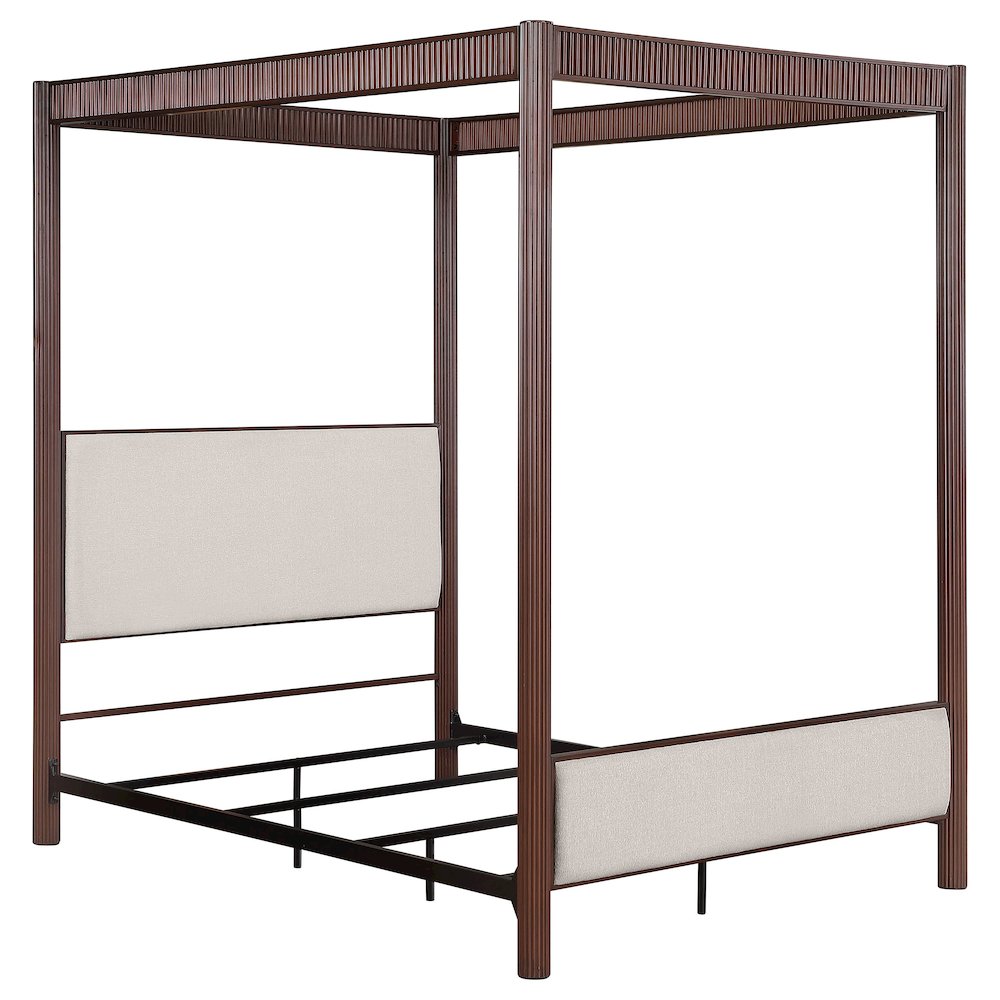 Anaya Zimmerlee 89" Queen Metal Canopy Bed – Rust Brown Finish, Sturdy Industrial Design