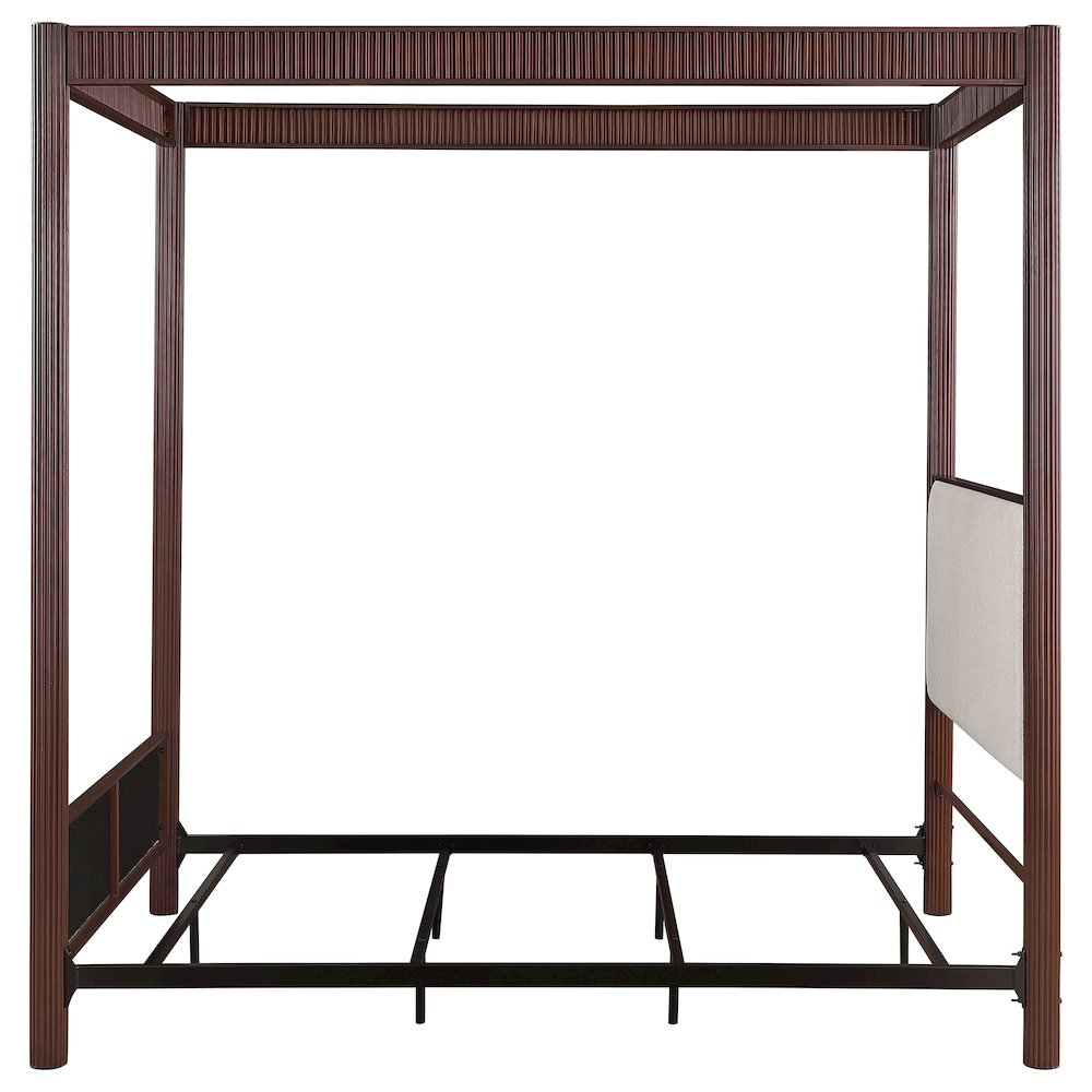 Anaya Zimmerlee 89" Queen Metal Canopy Bed – Rust Brown Finish, Sturdy Industrial Design