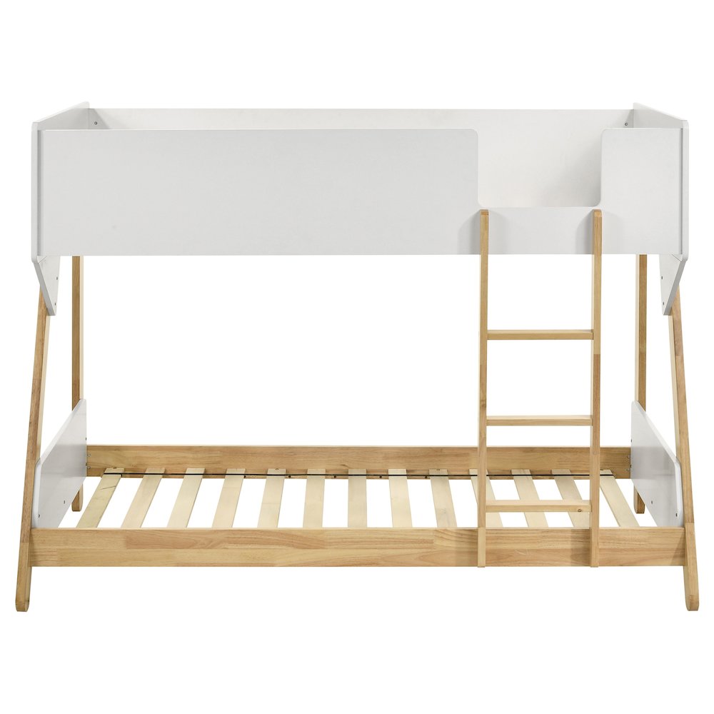 Yinbella Wyatt Wood Twin Over Twin Bunk Bed White and Natural
