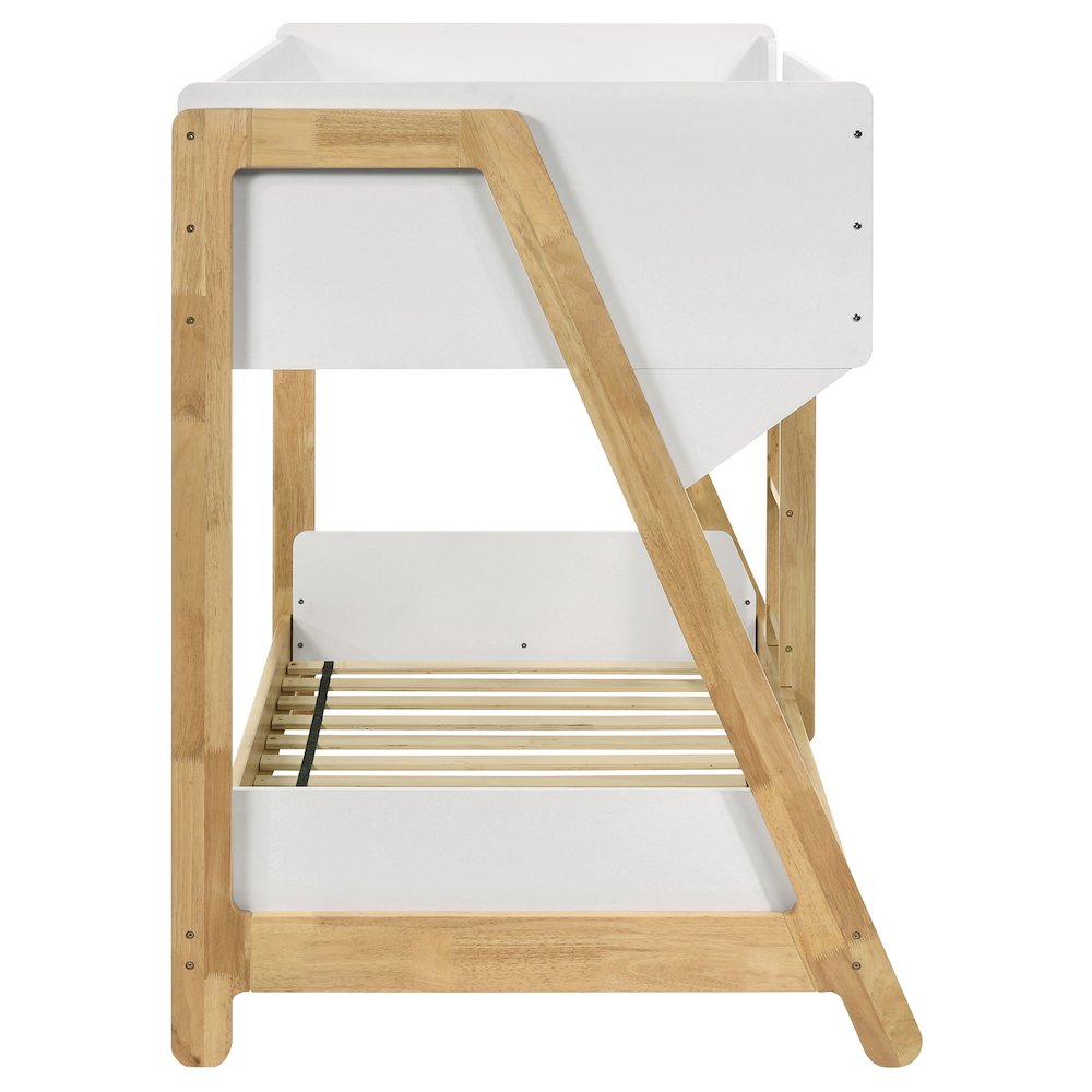 Yinbella Wyatt Wood Twin Over Twin Bunk Bed White and Natural