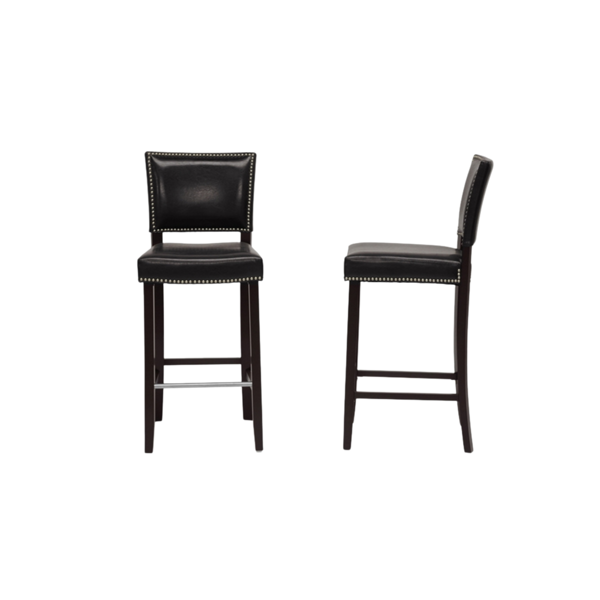 Aries Black Modern Bar Stool with Nail Head Trim (Set of 2)