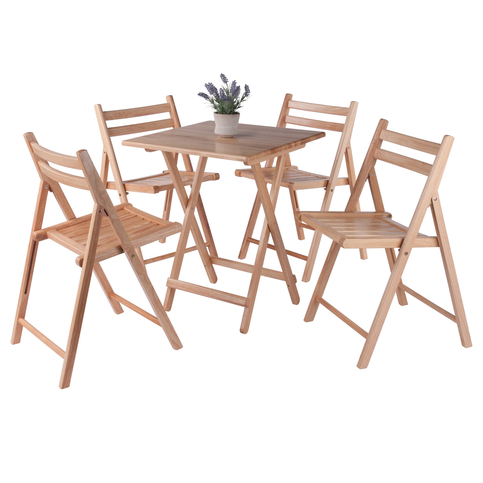 Delaney 5-PC Set, Folding Table and Chairs, Natural