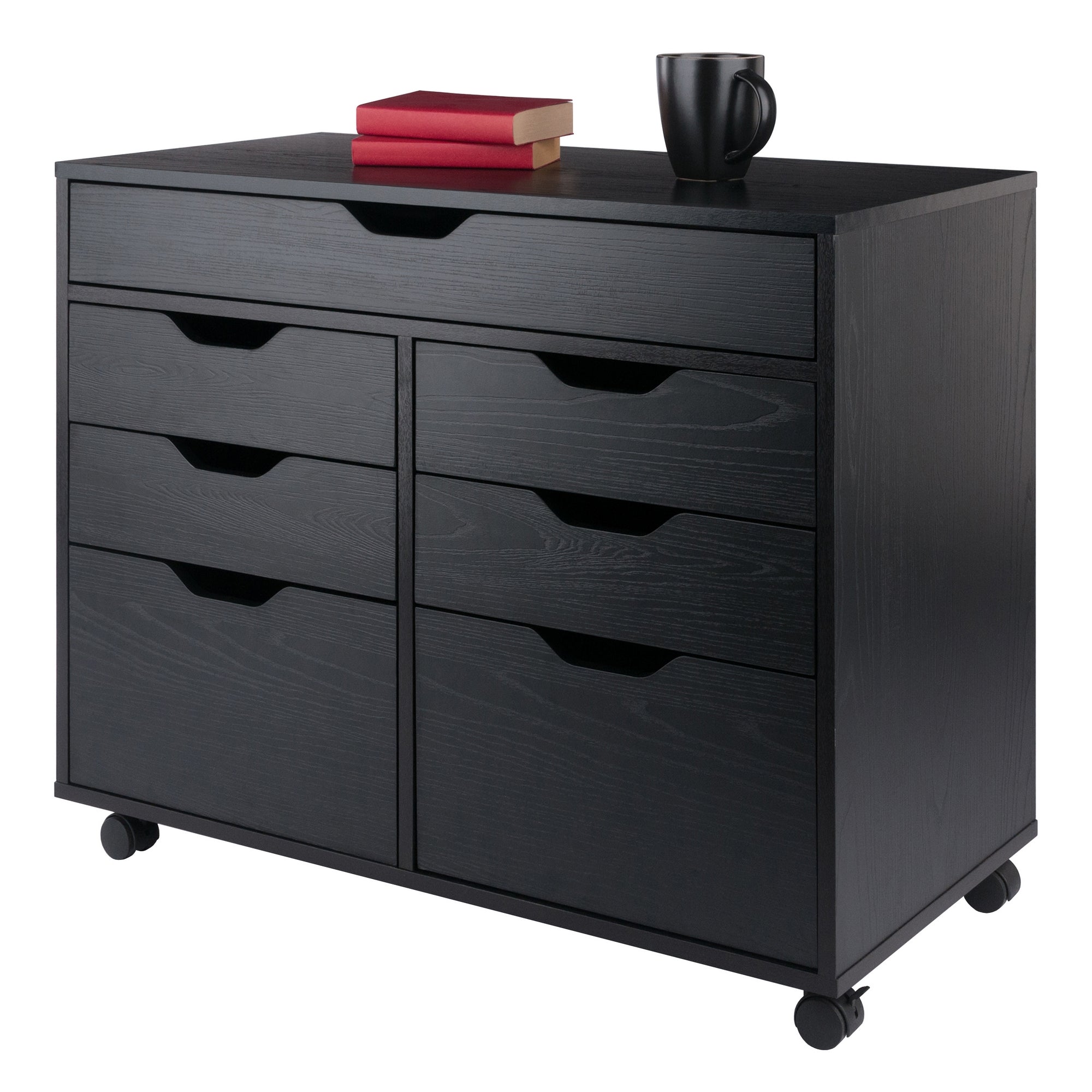Halifax 5-Drawer Multi-Storage Mobile Cabinet, Black