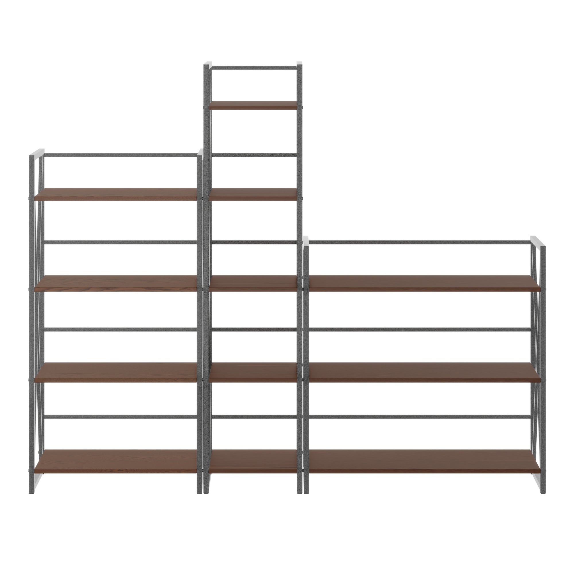 Isa 3-Pc Shelving Set, Graphite and Walnut
