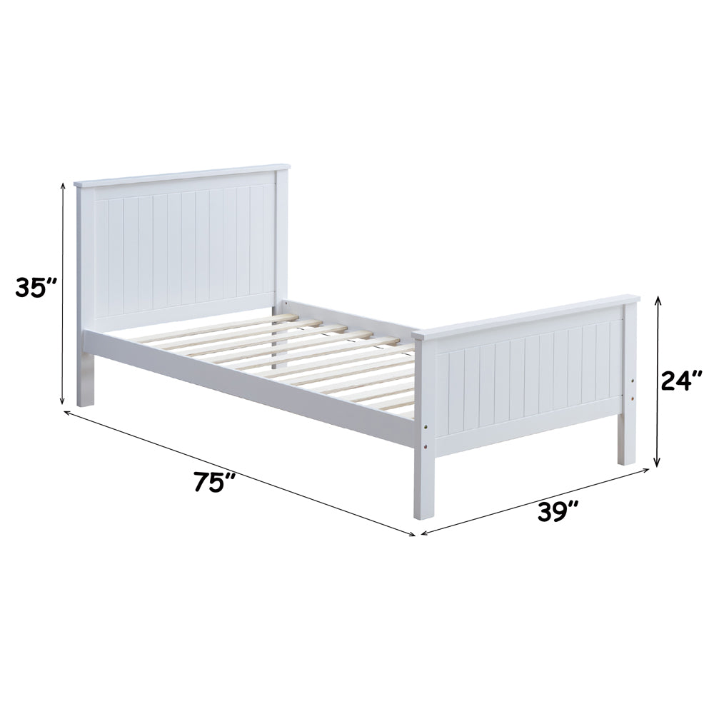 Marissa Bungalow Twin White Wood Bed Coastal Style Slatted Headboard
