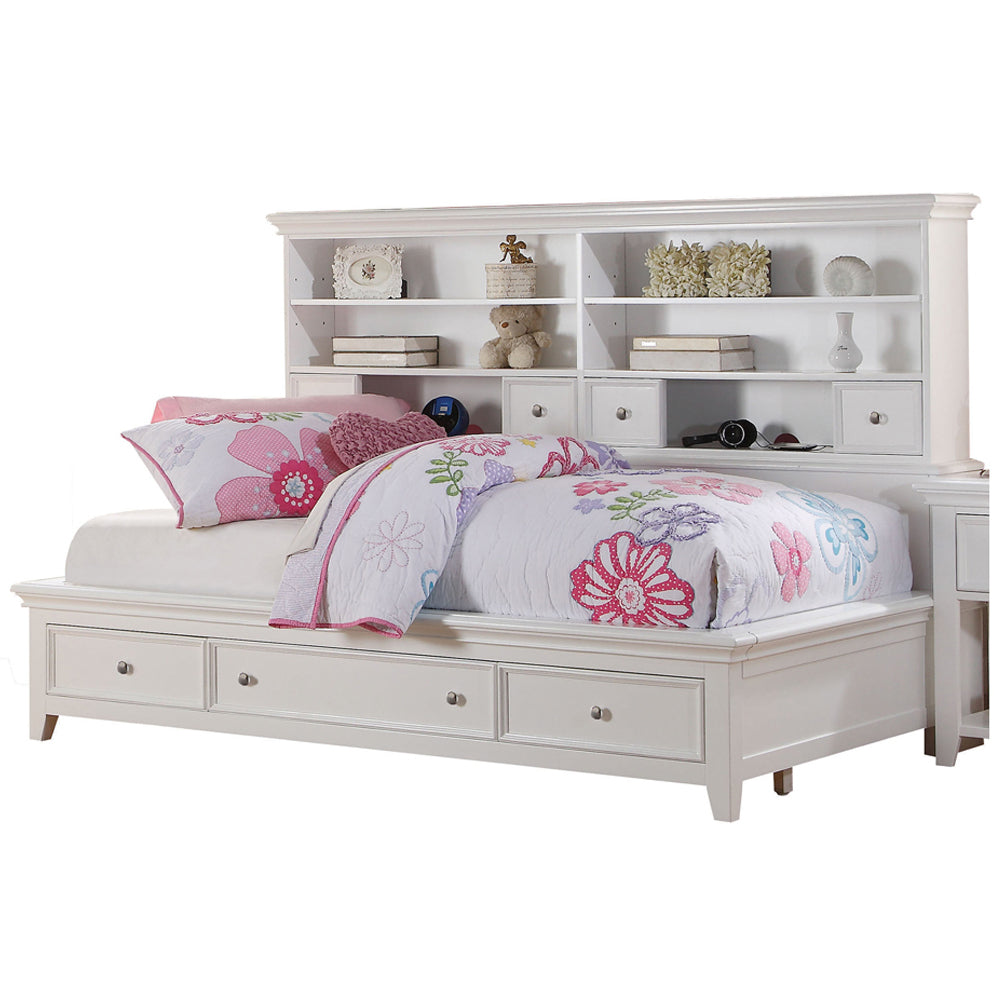 Monero Lacey Collection Twin Daybed in White Sleek Wood Design with Storage