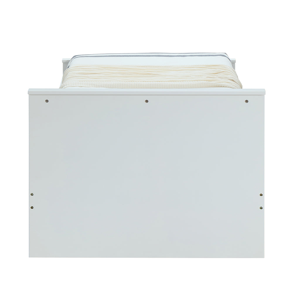 Parity Ragna Twin Bed in White Wood Compact Style for Kids or Guest