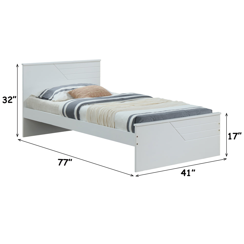 Parity Ragna Twin Bed in White Wood Compact Style for Kids or Guest