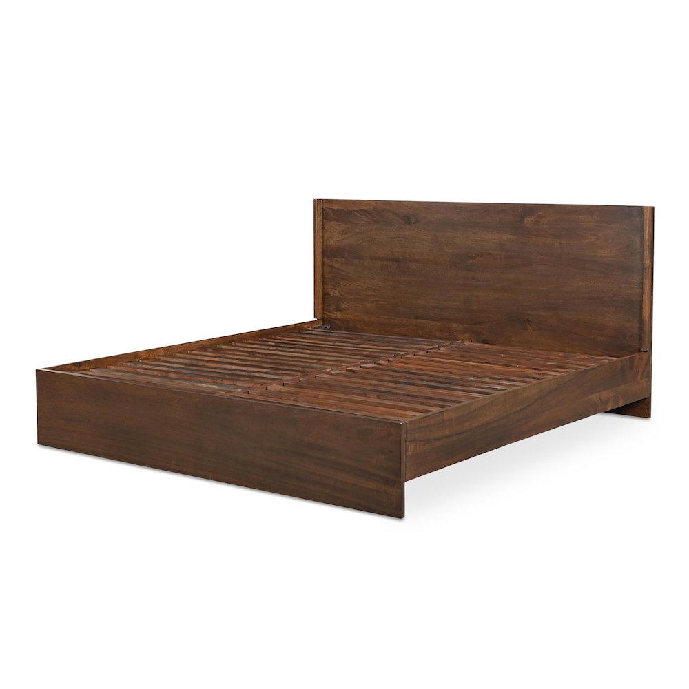 Nakita Everett Queen Wood Bed Dark Brown – Modern Slatted Headboard