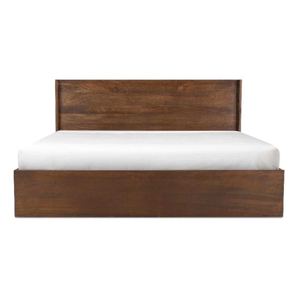 Nakita Everett Queen Wood Bed Dark Brown – Modern Slatted Headboard