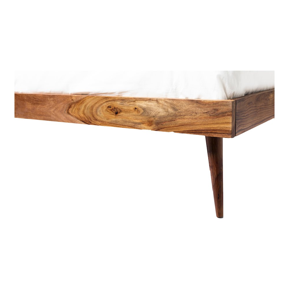 Nero O2 Collection King Dark Brown Bed in Solid Wood – Modern Slatted Headboard